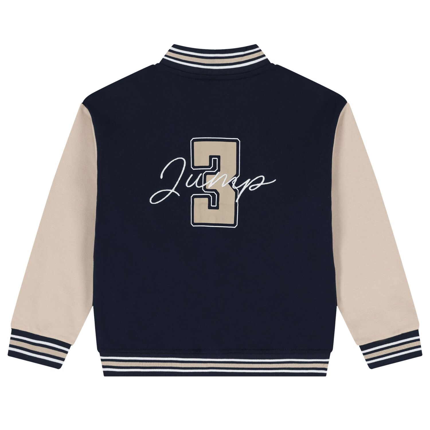 Boys Navy Blue & Beige Basketball Bomber Jacket, 2, hi-res