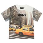 Boys Beige & Yellow Logo T-Shirt, 1, hi-res