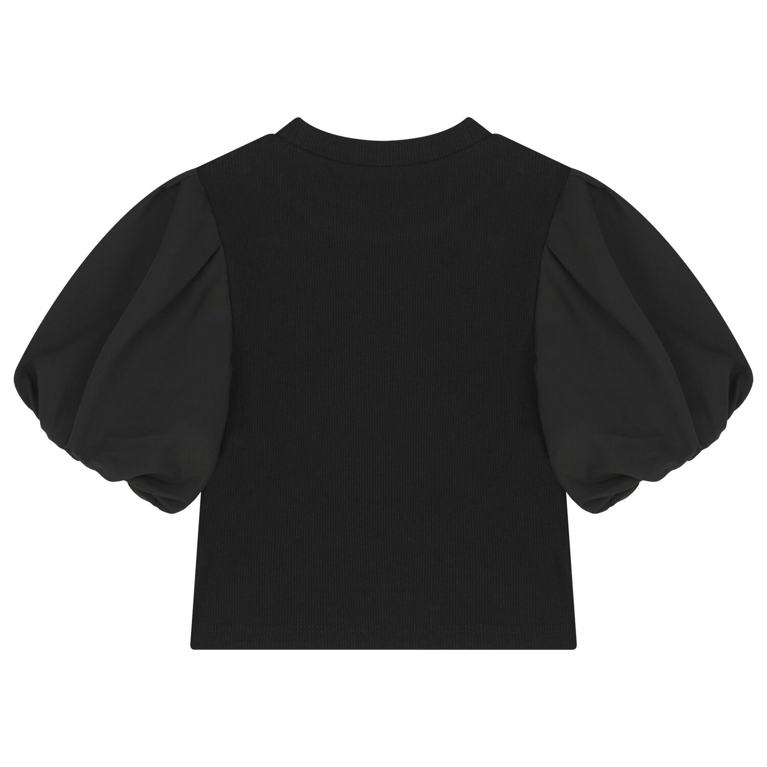 Girls Black Ribbed Top, 2, hi-res
