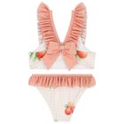 Girls Coral & White Peaches Bikini, 2, hi-res