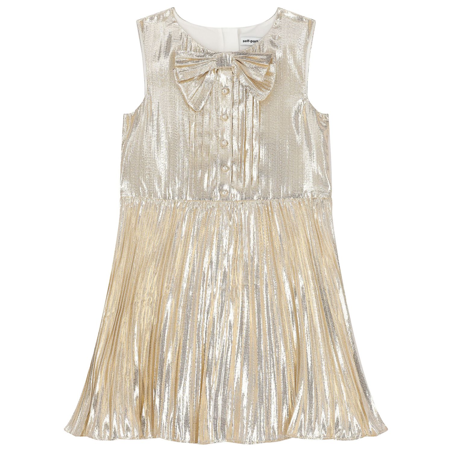 Girls Gold Bow Dress, 1, hi-res image number null