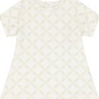 Younger Girls Ivory & Gold Logo Dress, 1, hi-res