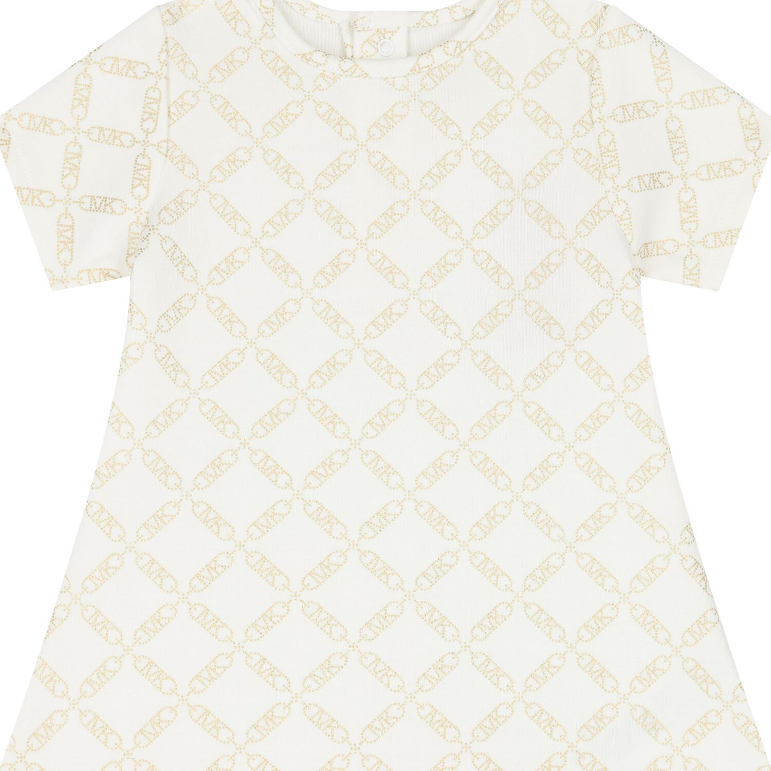 Younger Girls Ivory & Gold Logo Dress, 1, hi-res