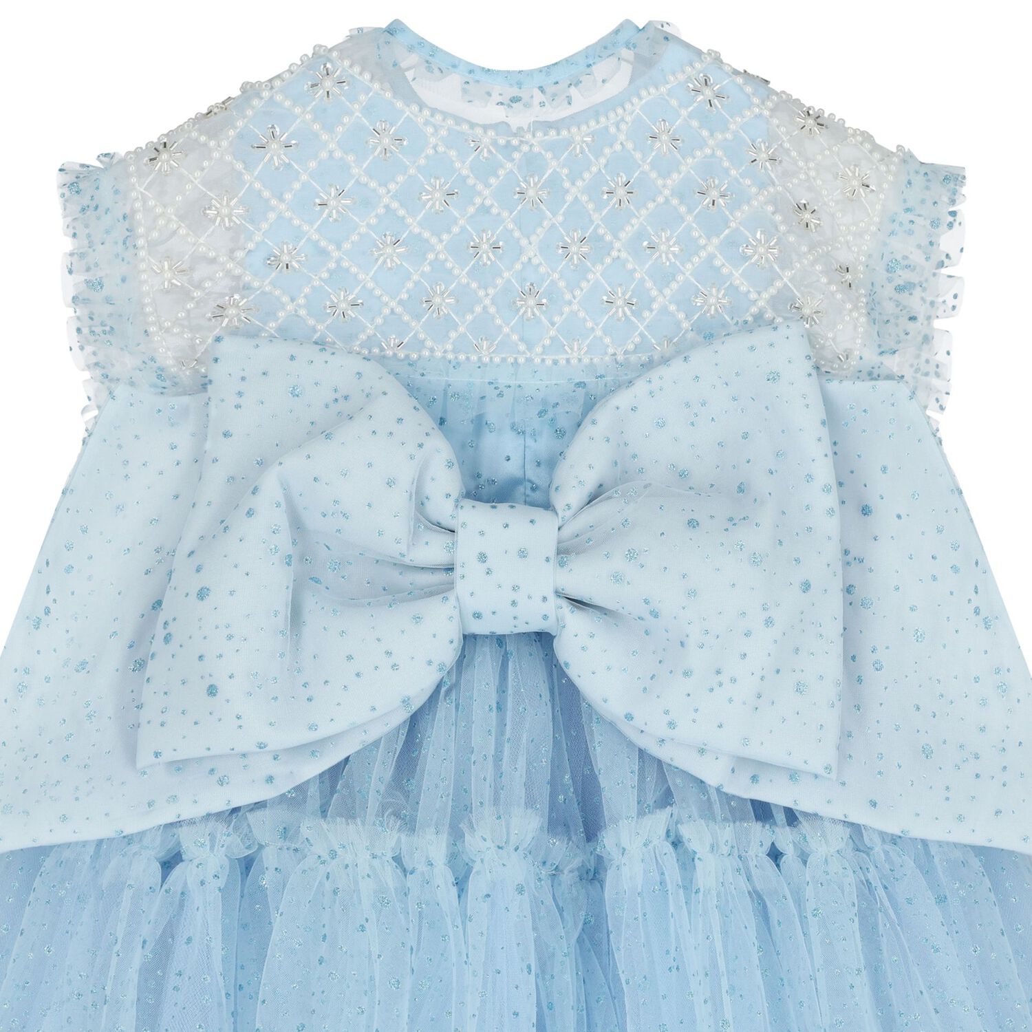 Girls Blue Embellished Tulle Dress, 1, hi-res