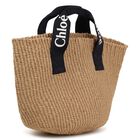 Girls Black & Beige Straw Handbag, 1, hi-res