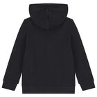 Boys Black Logo Hooded Zip Up Top, 1, hi-res