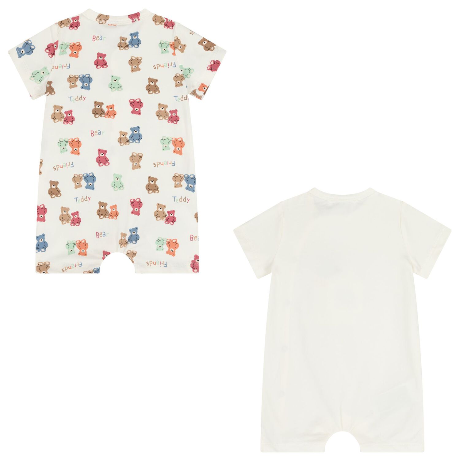 Baby Boys Ivory Teddy Bear Romper ( 2-Pack ), 1, hi-res