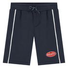 Younger Boys Navy Blue Logo Shorts, 1, hi-res