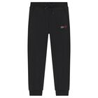 Girls Black Embellished Logo Joggers, 1, hi-res