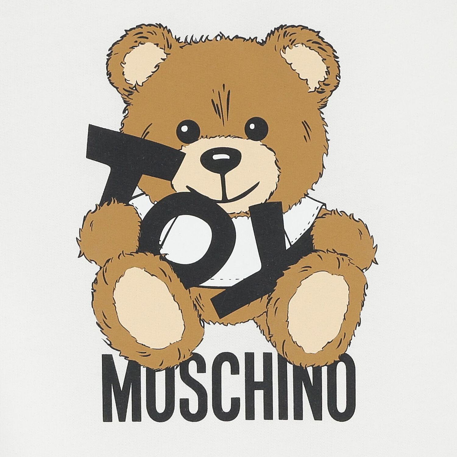 Girls White Teddy Bear Logo Dress, 1, hi-res