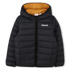 Boys Black Logo Puffer Jacket, 1, hi-res