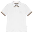 Boys White Logo Polo Shirt, 2, hi-res
