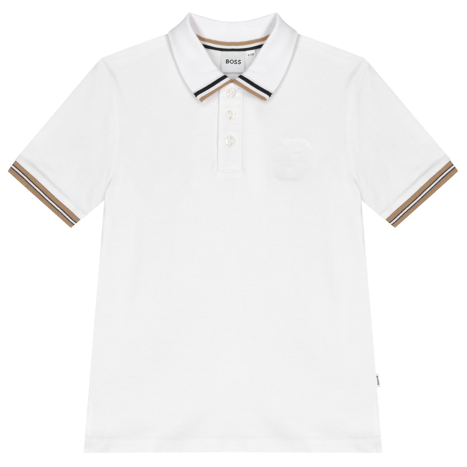 Boys White Logo Polo Shirt, 2, hi-res image number null