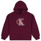 Girls Burgundy Logo Hooded Top, 2, hi-res