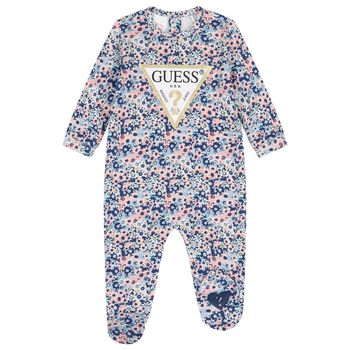 Baby Girls Pink & Blue Floral Babygrow