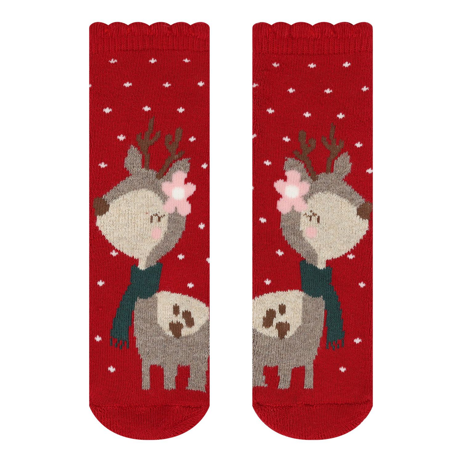 Baby Girls Red Reindeer Socks, 2, hi-res image number null