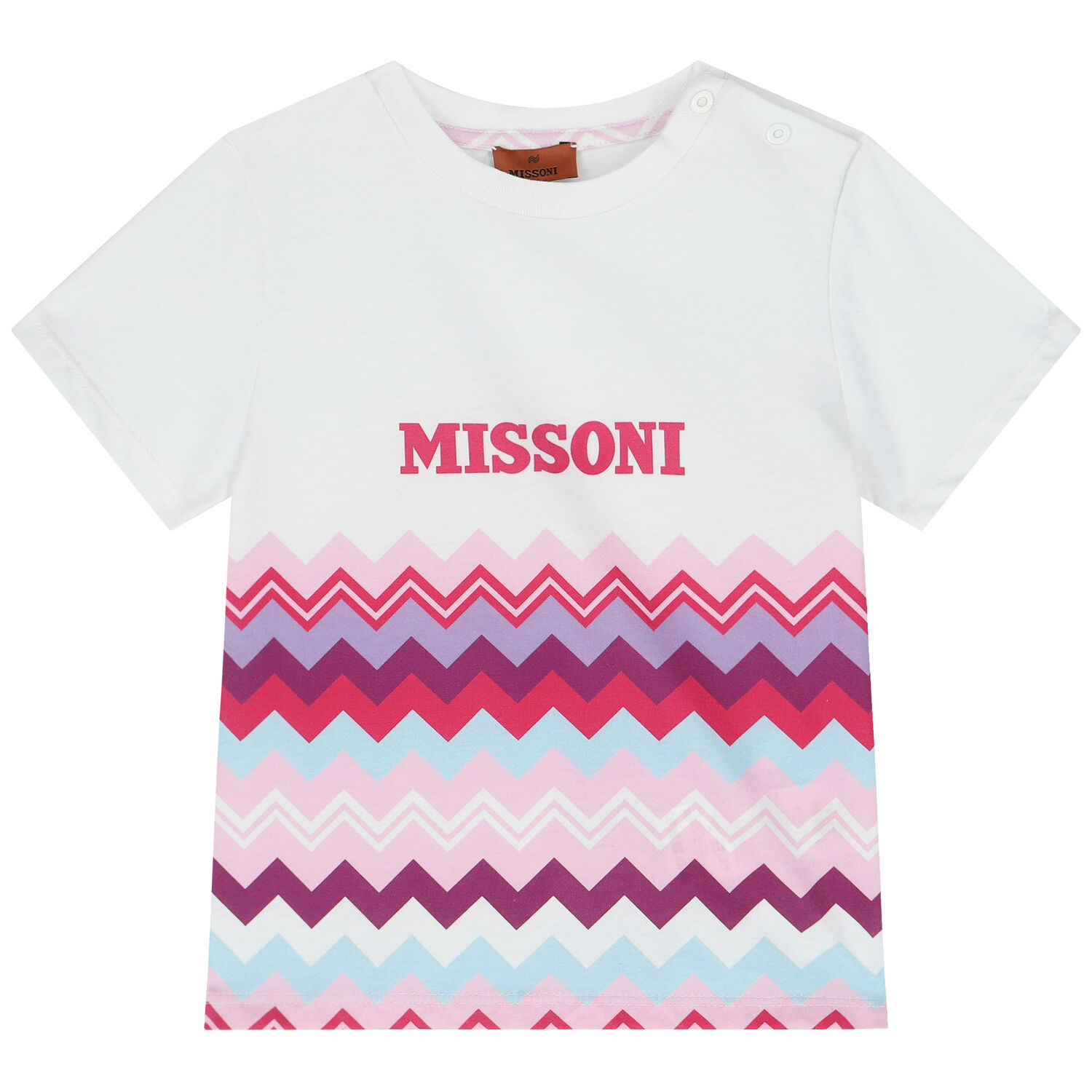 Younger Girls White Logo Zigzag T-Shirt, 1, hi-res