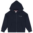 Girls Navy Blue Logo Zip Up Top, 1, hi-res