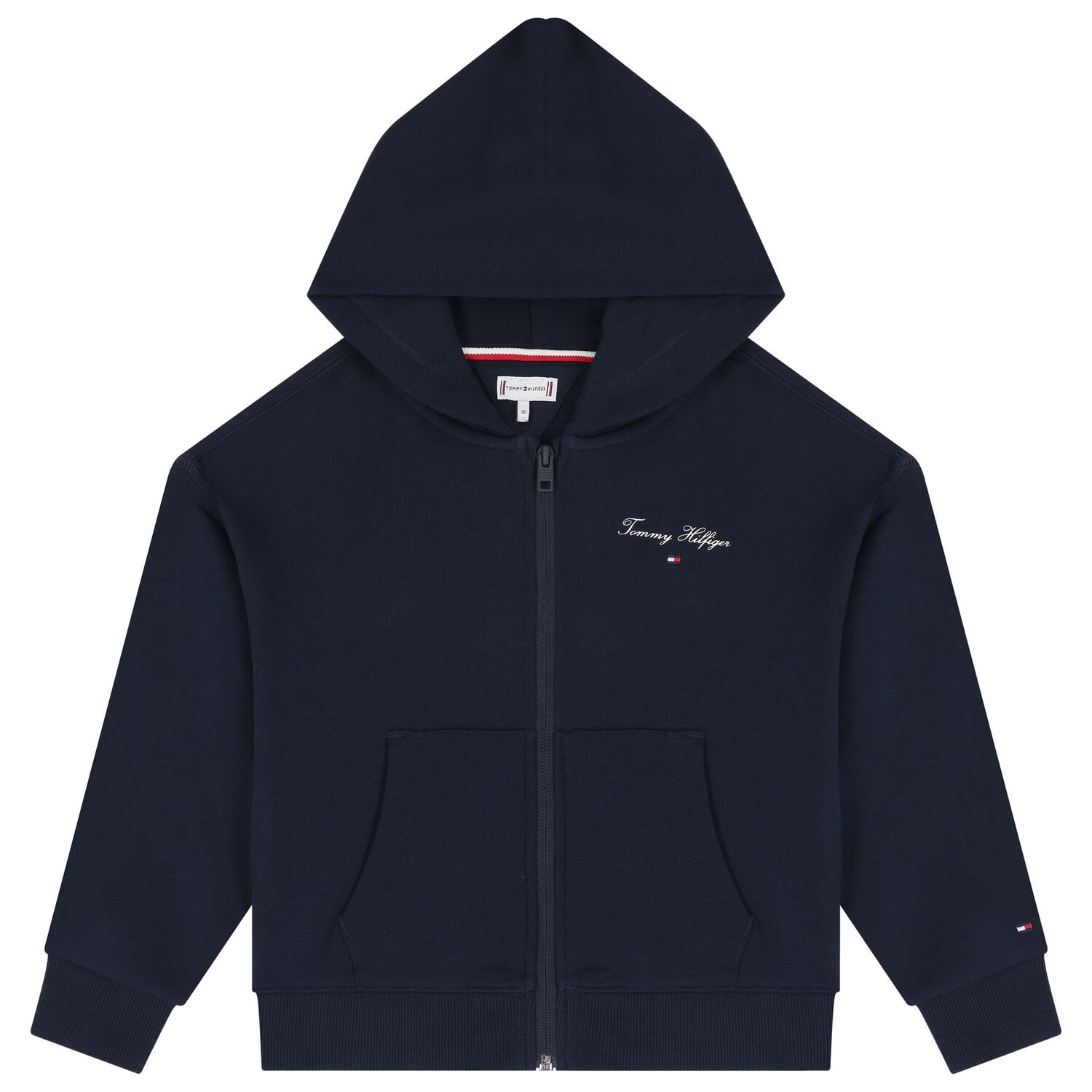 Girls Navy Blue Logo Zip Up Top, 1, hi-res