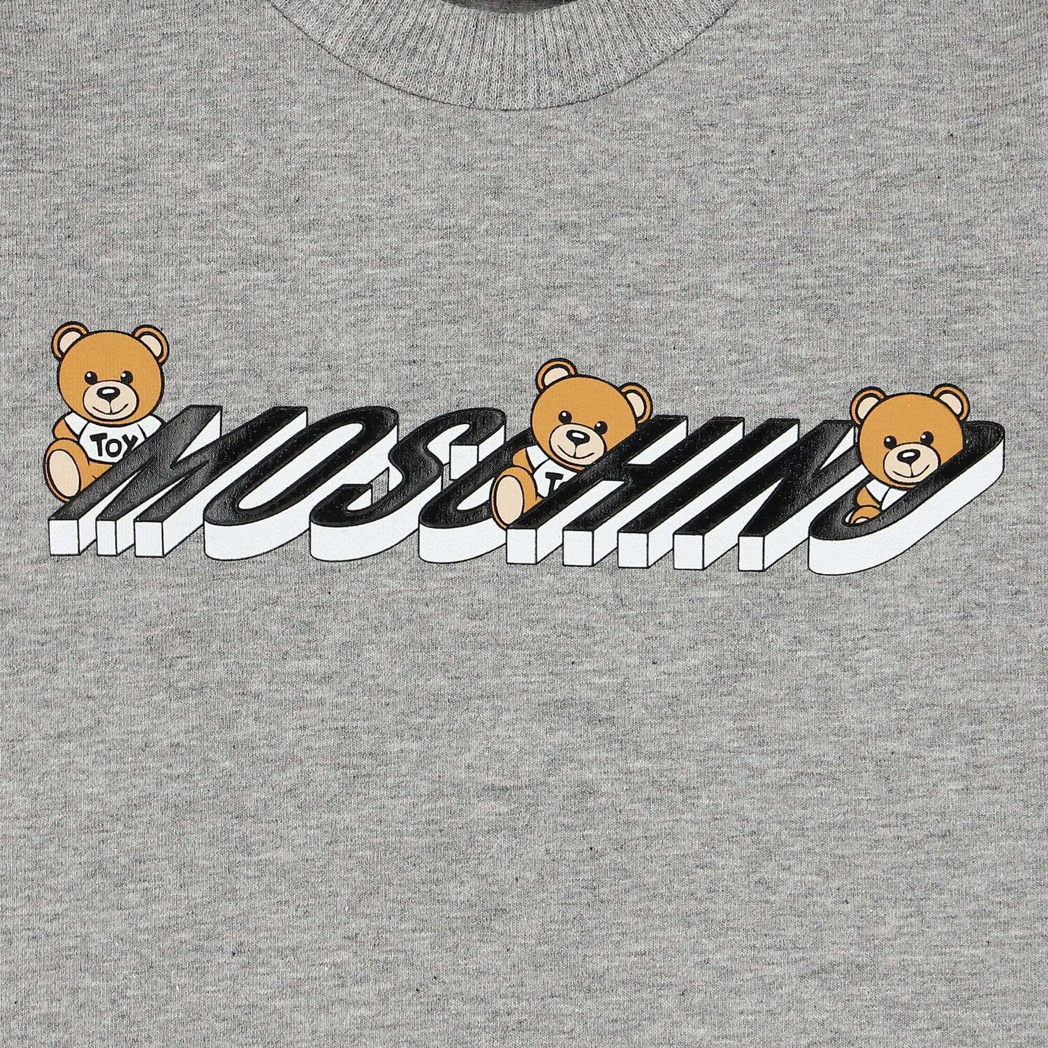 Grey Teddy Logo Long Sleeve Top, 3, hi-res