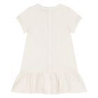 Younger Girls Ivory Teddy Bear Logo Dress, 1, hi-res