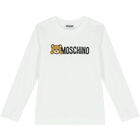 White Teddy Bear Logo Long Sleeve Top, 1, hi-res