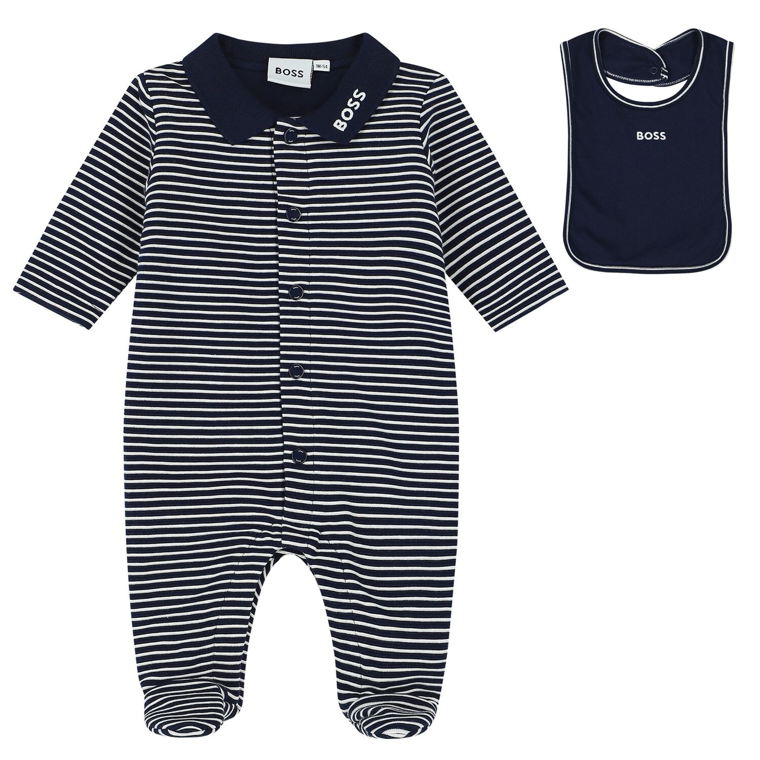 Baby Boys Navy Blue & White Striped Babygrow Gift Set, 1, hi-res