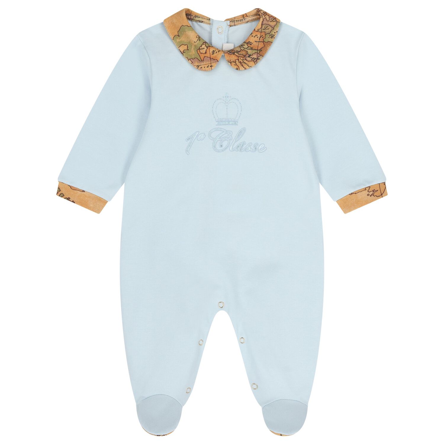 Baby Boys Blue & Beige Geo Map Babygrow Gift Set, 3, hi-res