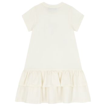 Girls Ivory Butterflies Logo Dress