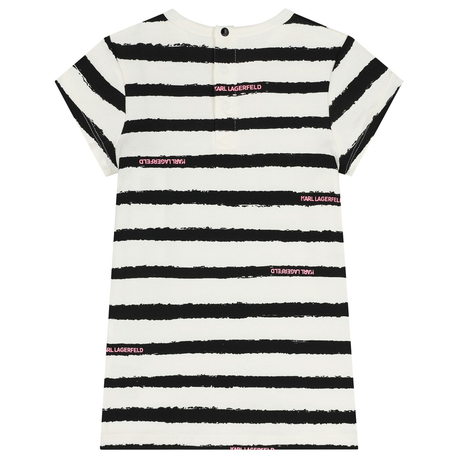 Younger Girls White & Black Striped Choupette Dress, 1, hi-res
