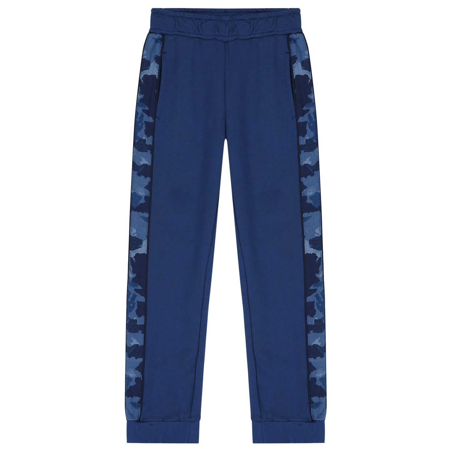 Boys Blue Camouflage Joggers, 1, hi-res