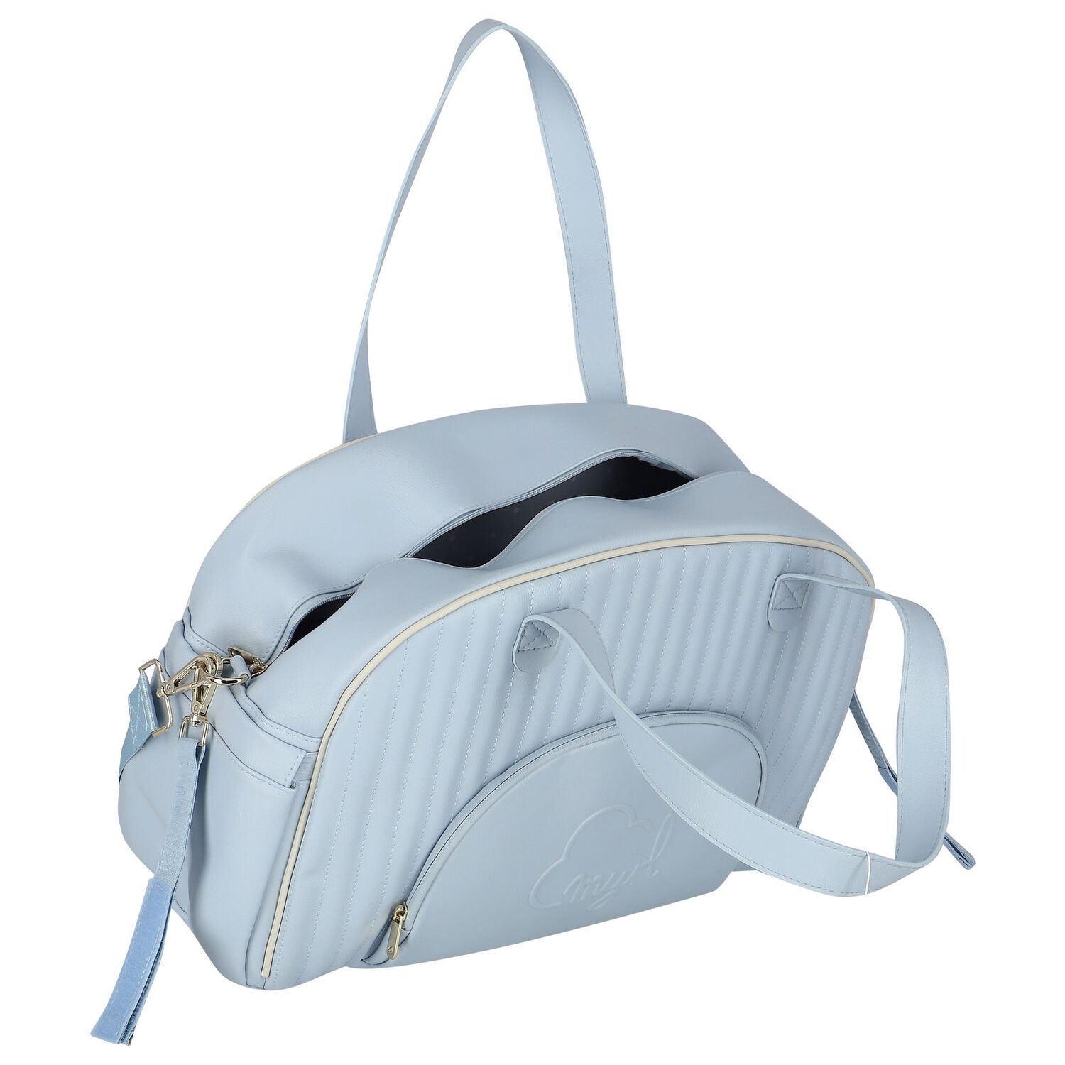 Blue Faux Leather Quilted Baby Changing Bag, 1, hi-res image number null