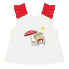 Baby Girls White & Red Swimsuit Set with Hat, 1, hi-res
