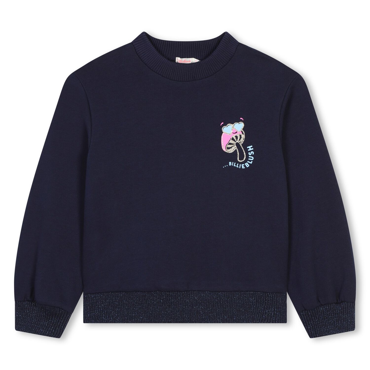Girls Navy Blue Glitter Sweatshirt, 1, hi-res