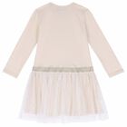 Girls Ivory Tulle Logo Dress, 1, hi-res