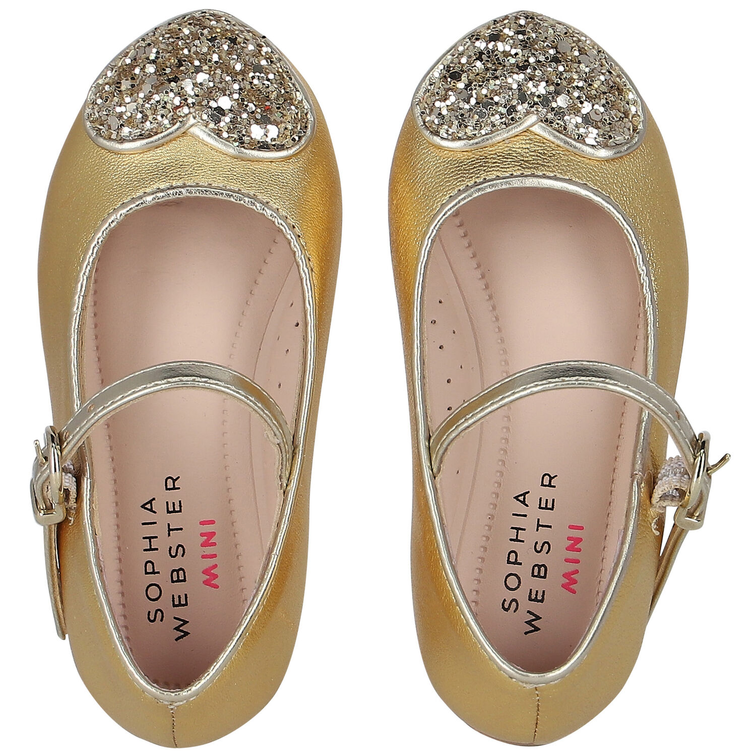 Girls Gold Heart Ballerina Shoes, 1, hi-res image number null
