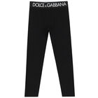 Girls Black Logo Leggings, 1, hi-res