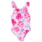 Girls Pink Fish Swimsuit, 1, hi-res