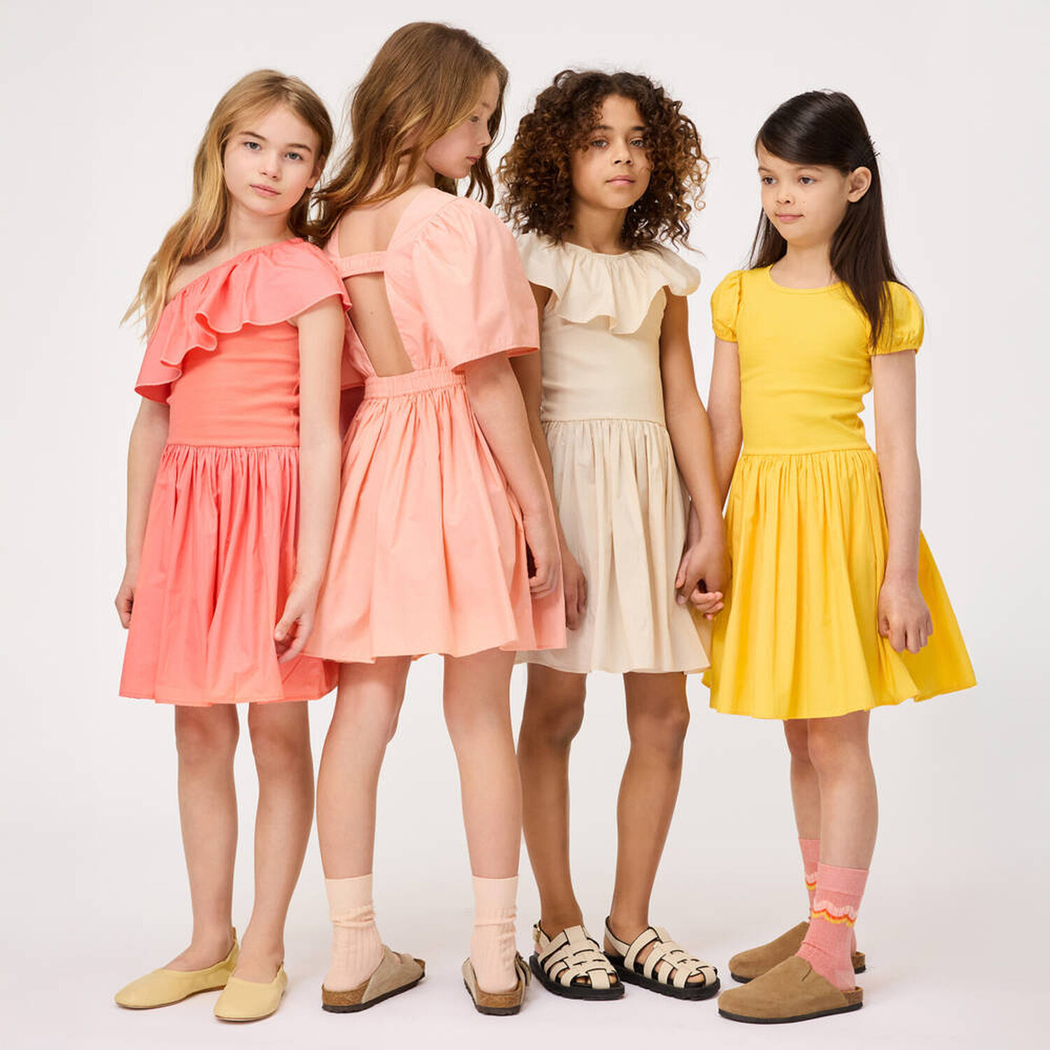 Girls Coral Pink Asymmetric Dress, 1, hi-res image number null