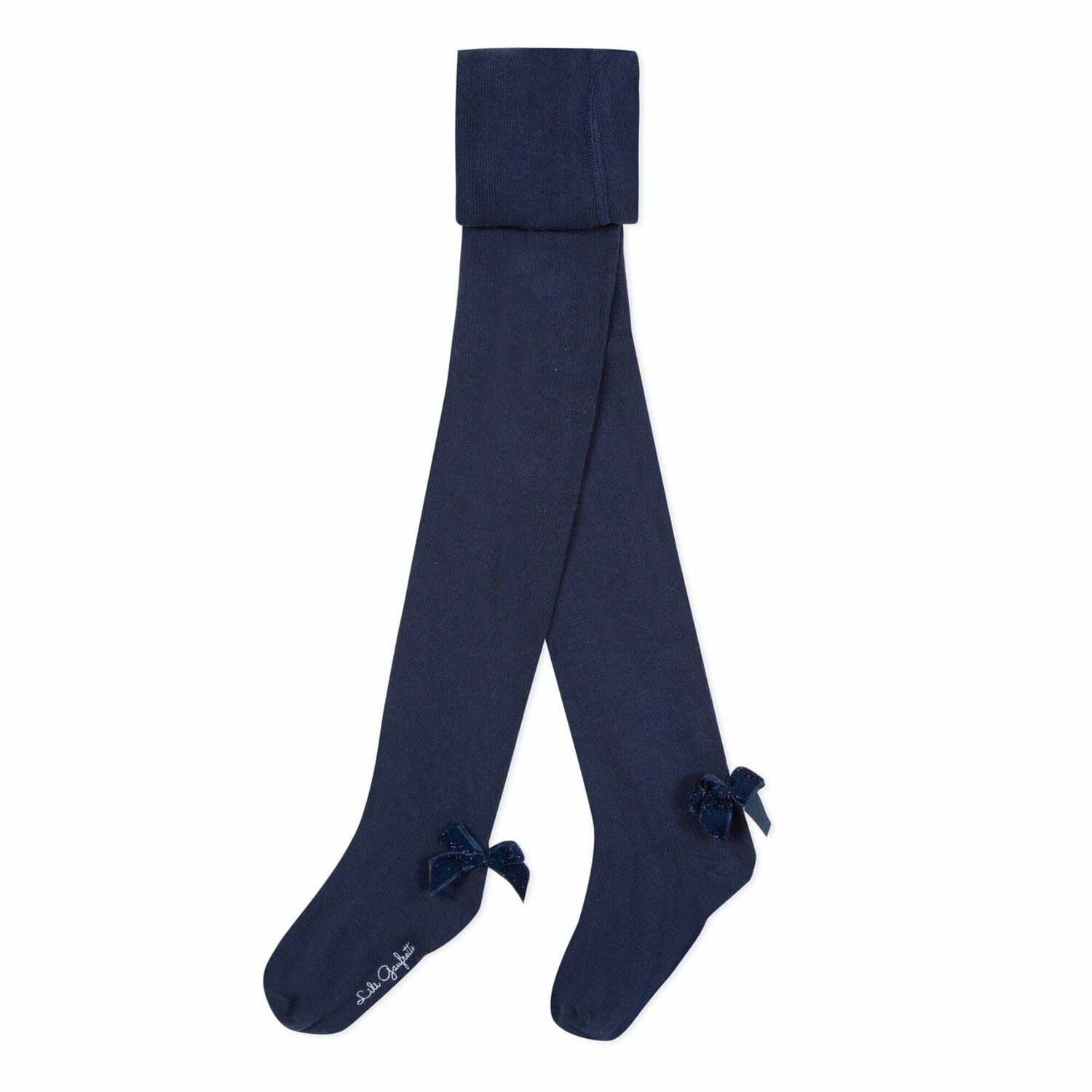 Girls Navy Cotton Tights, 1, hi-res