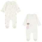 Baby Girls Ivory Fairy Babygrows ( 2- Pack ), 1, hi-res