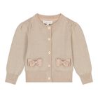 Baby Girls Gold Bow Cardigan, 1, hi-res