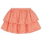 Girls White & Orange Skirt Set, 1, hi-res