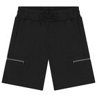 Boys Black Shorts, 1, hi-res