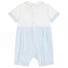 Baby Boys White & Blue Romper, 1, hi-res