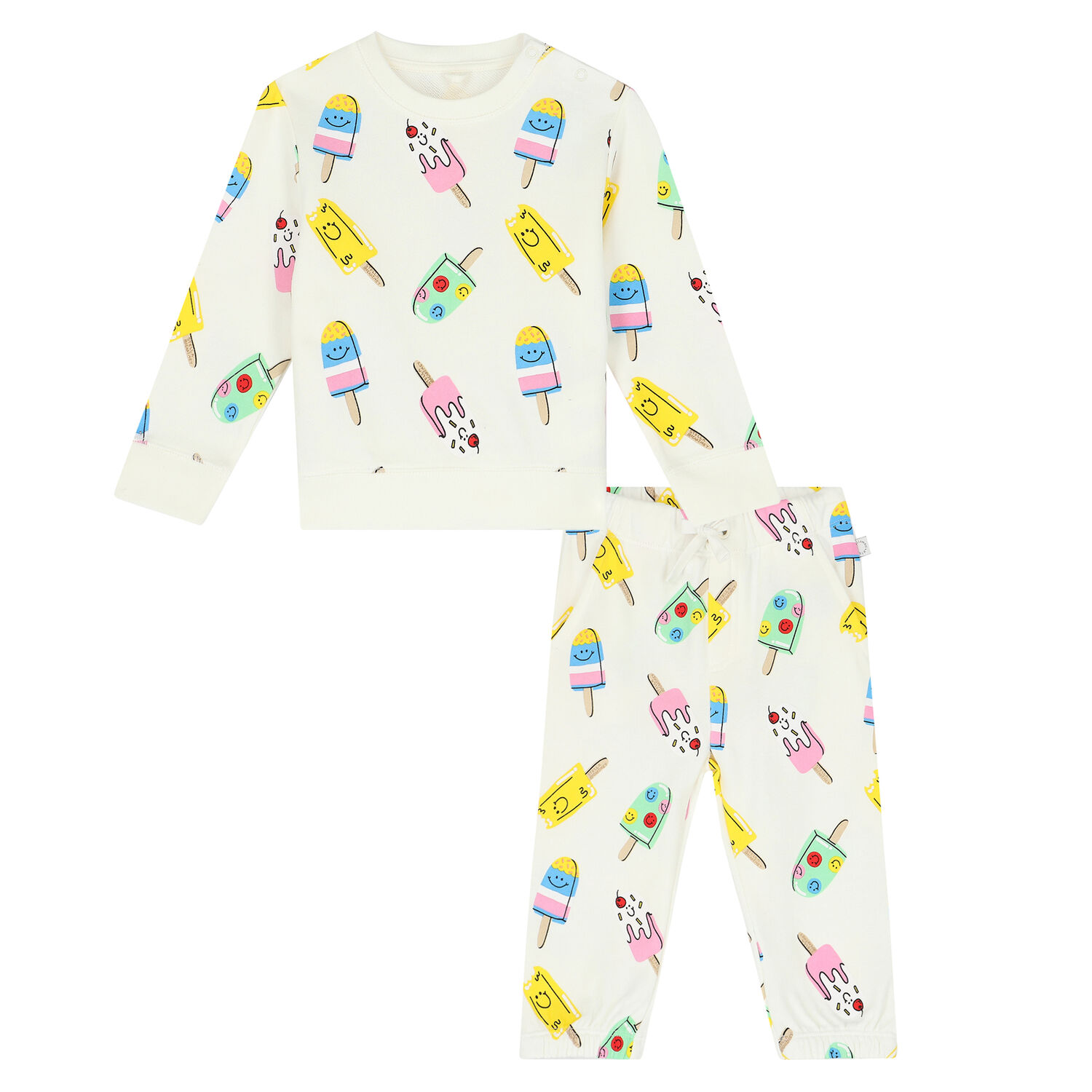 Girls White & Multicolor Ice Pop Sweatshirt Set, 1, hi-res image number null