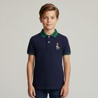 Boys Navy Blue Polo Bear Polo Shirt, 1, hi-res