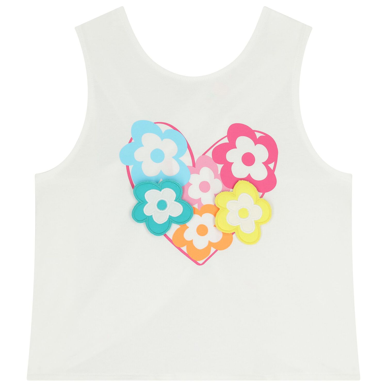 Girls White Flower Shorts Set, 1, hi-res