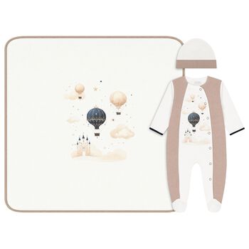 Ivory & Beige Balloon Babygrow Gift Set