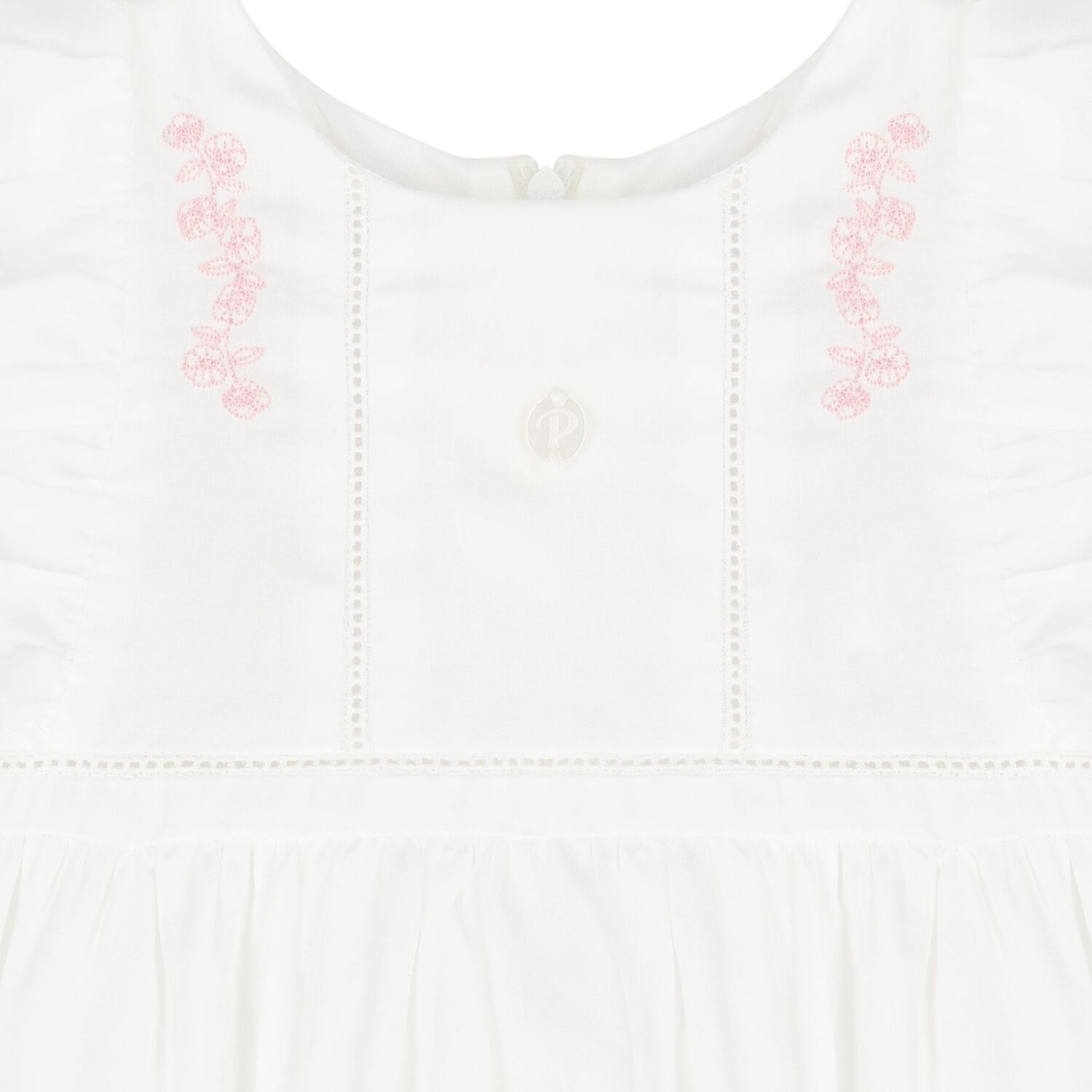 Younger Girls White Floral Dress, 1, hi-res